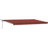 vidaXL Uitschuifbare zonnescherm, oranje en bruin, 500 x 350 cm, polyester
