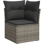 vidaXL 9-delige Loungeset met kussens poly rattan grijs