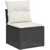 vidaXL 6-delige Loungeset met kussens poly rattan zwart