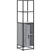 vidaXL Hoge kast 35,5x35x139 cm bewerkt hout en metaal grijs sonoma