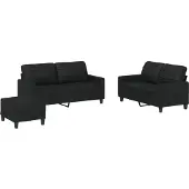 vidaXL 3-delige Loungeset met kussens kunstleer zwart