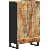 vidaXL Hoge kast met lade 60x33x100 cm massief mangohout en ijzer