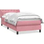 vidaXL Boxspring met matras fluweel roze 80x220 cm