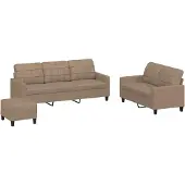 vidaXL 3-delige Loungeset met kussens kunstleer cappuccino