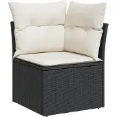 vidaXL 7-delige Loungeset met kussens poly rattan zwart