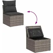 vidaXL 7-delige Loungeset met kussens poly rattan acacia grijs