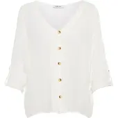 Pieces Sanne Fold-up Blouse Met 3/4 Mouwen