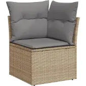 vidaXL 8-delige Loungeset met kussens poly rattan beige