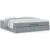 vidaXL Ottoman bed met matras 180x200cm stof lichtgrijs