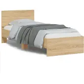 vidaXL Bedframe met hoofdbord zonder matras sonoma eiken 75x190 cm