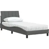 vidaXL Bed met matras "Hanko" stof donkergrijs 80x200 cm