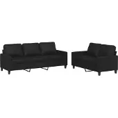 vidaXL 2-delige Loungeset met kussens kunstleer zwart