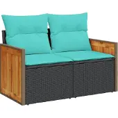 vidaXL 6-delige loungeset voor de tuin met kussens, zwart kunststofvlechtwerk