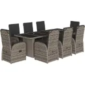 vidaXL 9-delige tuinset met kussens, grijs, polyrotan
