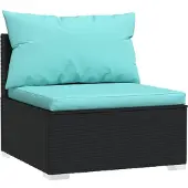 vidaXL Tuinmiddenbank met kussens poly rattan zwart