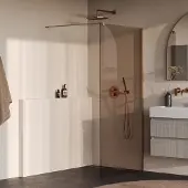 Brauer Oblivion inloopdouche brons glas 90x200 incl. glascoating PVD koper geborsteld