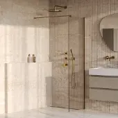 Brauer Oblivion inloopdouche helder glas 50x200 incl. glascoating PVD goud geborsteld