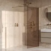 Brauer Oblivion inloopdouche brons glas 90x200 incl. glascoating PVD goud geborsteld