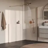 Brauer Oblivion inloopdouche helder glas 140x200 incl. glascoating PVD koper geborsteld