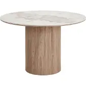 Ebuy24 Eettafel Athens - Rond Keramisch Wit/Bruin - Ø120x76cm