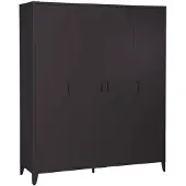 Sweeek Industriële metalen kledingkast hangruimte en planken 4 deuren 150cm Zwart