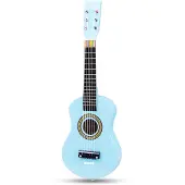 Woet Houten Speelgoedgitaar met Draagriem - Blauw - Speelgoedinstrument - Mijn eerste Gitaar Inclusief Muziekboekje - Speelgitaar voor Kinderen - Vanaf 3 jaar