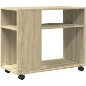 vidaXL Bijzettafel met wieltjes 70x35x60 cm hout sonoma eikenkleurig