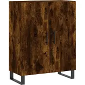 vidaXL Hoge kast 69,5x34x180 cm bewerkt hout gerookt eikenkleurig