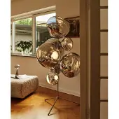 Tom Dixon Melt Chandelier vloerlamp LED 175 cm Zilverkleurig