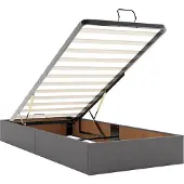 vidaXL Ottoman bed met matrassen 200x200cm kunstleer grijs