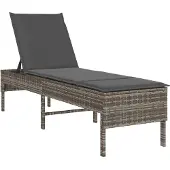 vidaXL Ligstoel met kussen grijs 55x200x44cm polyrotan