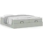 vidaXL Ottoman bed met matrassen 160x200cm fluweel lichtgrijs