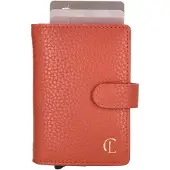 Charm London Washington Creditcard etui - 100% Leer - Leren Tas - Oranje