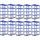 MonsterShop 10x Q-Rax blauw stellingrek, 5 lagen, 200kg/plank, 120x182x50cm, boltloos
