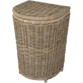 Migo Styling MigoStyling - Wasmand - Halfrond - Grey - Met deksel - Riet - Rotan - Grijs