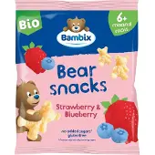 Bambix Bearsnacks 6+ Mnd Aardbei Bosbes Bio 180 Gr