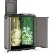 Keter Split Basic Recycling Vuilnisbak voor buiten - 68x39x85 cm - Grijs/Zwart
