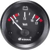 EQUUS 842060 Inbouwmeter (auto) Voltmeter Meetbereik 9 - 17 V Standart Geel, Rood, Groen 52 mm
