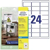 Avery Weerbestendige folie-etiketten voor inkjet J4773-10 Permanent klevend A4 Wit 63,5 x 33,9 mm 10 Vellen à 24 Etiketten