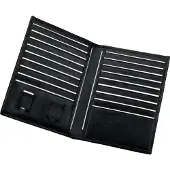 Juscha Kaartopslag, Visitekaart/creditcard etui, leer, zwart met 18 visitekaart/creditcard compartimenten, twee E