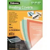 Fellowes dekblad pvc, transparant, A4, voor draad- en plasticinbindmachines, 200 µm, 100