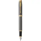 Parker IM-vulpen | grijze lak met gouden details | fijne gepolijste roestvrijstalen penpunt | Blauwe inkt | geschenkverpakking