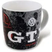 Vw-collect VW Collection – Volkswagen stor keramik kaffe-te-cappuccino-mugg för köket i GTI-design (370 ml/GTI svart/röd)