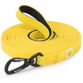 Lionto honden sleeplijn waterafstotend & met 360° karabijnhaak, neongeel 15 m