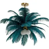 Kare Design hanglamp Feather Palm, dimbaar, groen, Woon-/ Eetkamer, Design, hanglamp