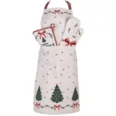 Clayre & Eef Keukenschort 70x85 cm Beige Katoen Kerst