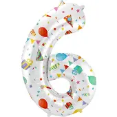 Folat - Folieballon Cijfer 6 Joyful Party - 86 cm