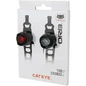 Cateye ORB Oplaadbaar Licht Paar Set Zwart || Maat: Voor- en achterlicht