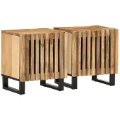 vidaXL Nachtkastjes 2 st 40x34x46 cm massief ruw mangohout