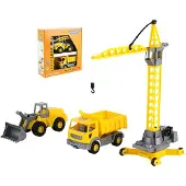 Wader constructieset 3-delig met kraan - kiepwagen - bulldozer